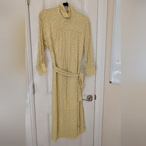 Key Lime Green Patterned High Neck Midi Dress M